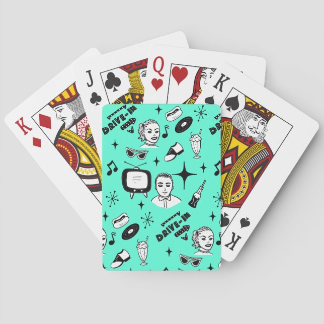 Retro Pop 1950's Stil Nostalgic Graphics Casinokort (Baksidan)