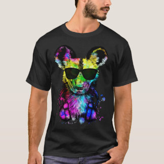 Retro Pop African vild hund Gamer med hörlurar T Shirt