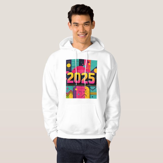 Retro Pop Art 2025 Geometric Mönster Hoodie (Hel framsida)