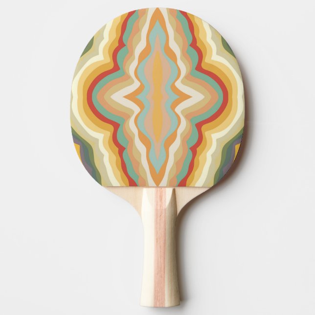 Retro Pop Art Abstrakt Geometrisk Vågig Mönster Pingisracket (Framsidan)