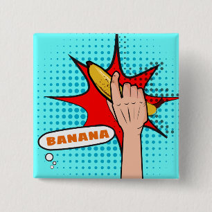 Retro Pop Art-Banan Serietidningsstil Knapp