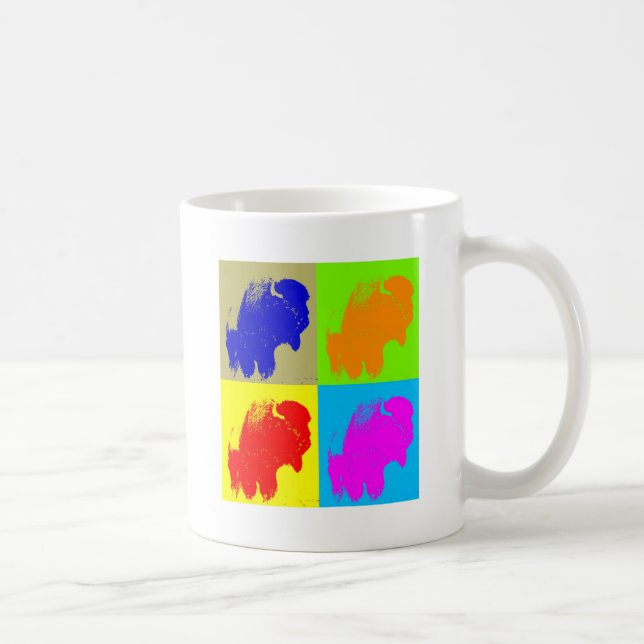 Retro Pop Art Bison Buffalo Artwork Kaffemugg (Höger)