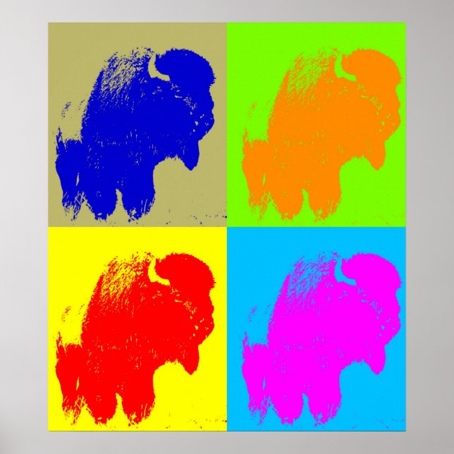 Retro Pop Art Bison Buffalo Artwork Poster (Framsidan)