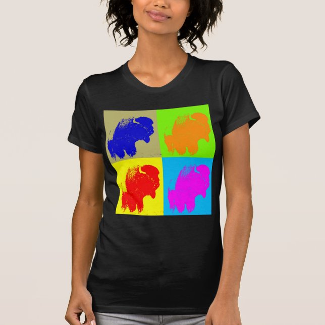 Retro Pop Art Bison Buffalo Artwork Tee (Framsida)