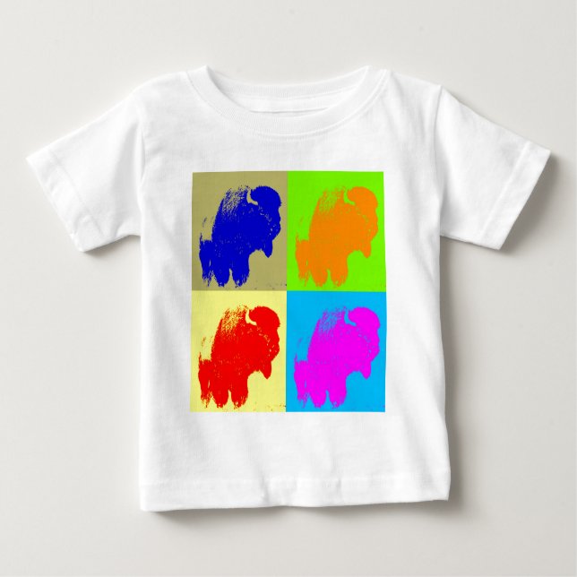 Retro Pop Art Bison Buffalo Artwork Tee (Framsida)