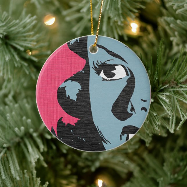 Retro Pop Art - Chockad Kvinna Keramisk Prydnad Julgransprydnad Keramik (Träd)