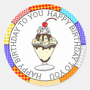 Retro Pop Art Chocolate Ice Cream Sundae Runt Klistermärke