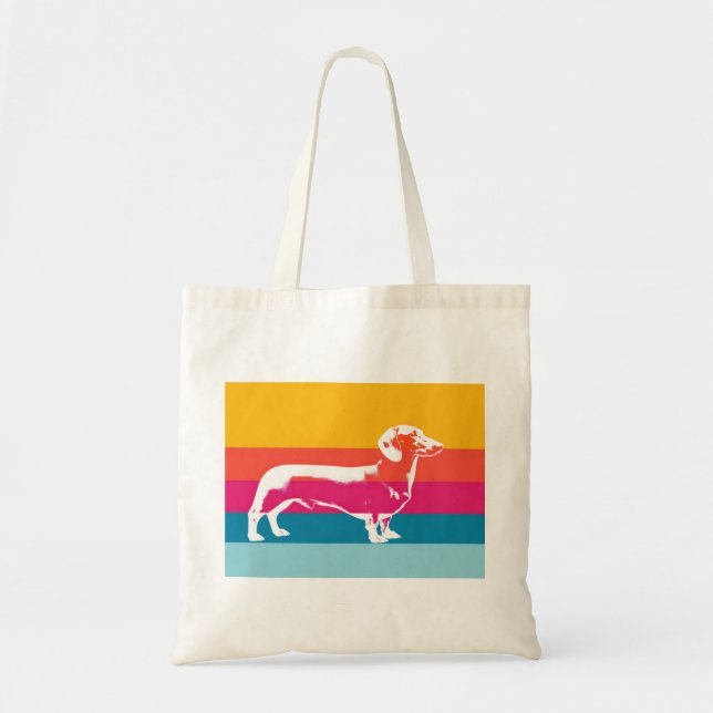 Retro Pop Art Dachshund Silhouette  Tygkasse (Framsidan)