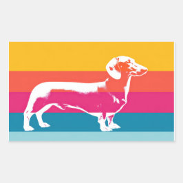 Retro Pop Art Dachshund Silhuett Rektangulärt Klistermärke