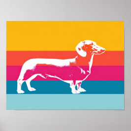 Retro Pop Art Dachshund Siluett  Poster