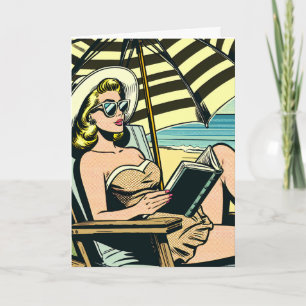 Retro Pop Art Dam Bara att säga hej Kort