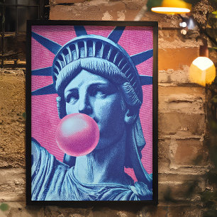 Retro Pop Art Dam Liberty Poster