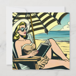 Retro Pop Art Dam på stranden