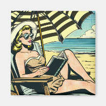 Retro Pop Art Dam på stranden