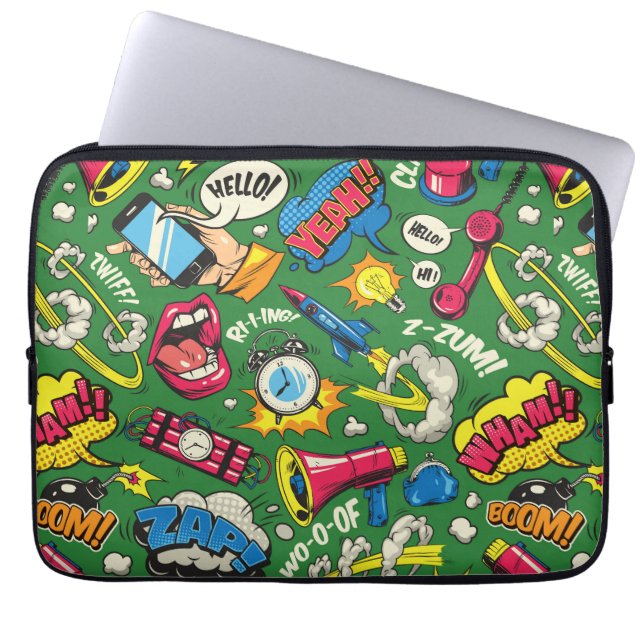 Retro Pop Art Explosion - Vibrant Tecknad Urban Laptop Fodral (Framsidan)