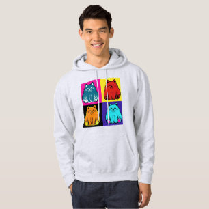 Retro Pop Art Färgglada Katter Tröja Hoodie