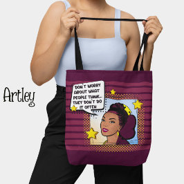 Retro Pop Art Funny Phrase gult lila grönt Tygkasse
