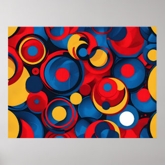 Retro Pop Art Geometric Circles Poster