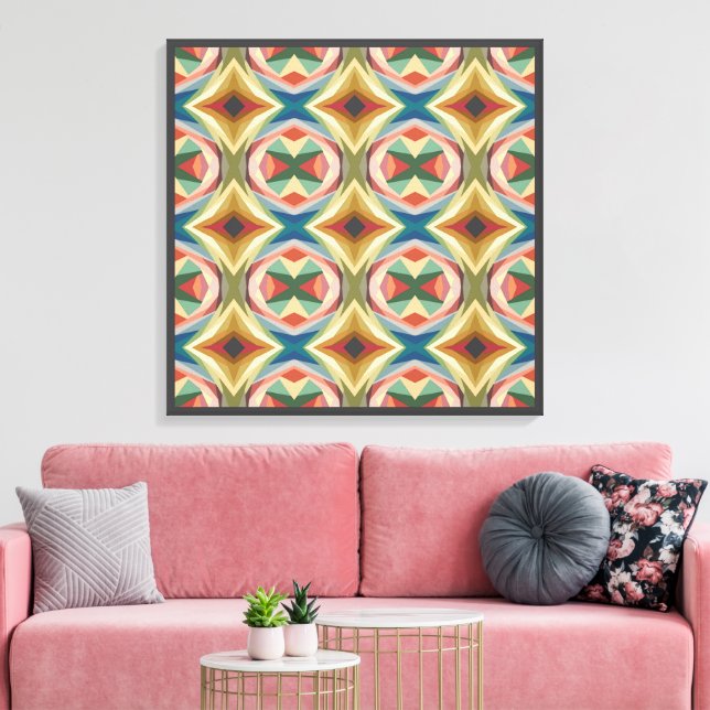 Retro Pop Art Geometriskt Färgblocksmönster Canvastryck (Insitu (Vardagsrum))