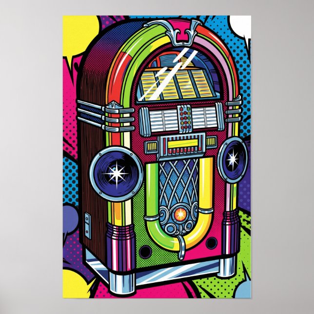 Retro Pop Art Jukebox Poster (Framsidan)