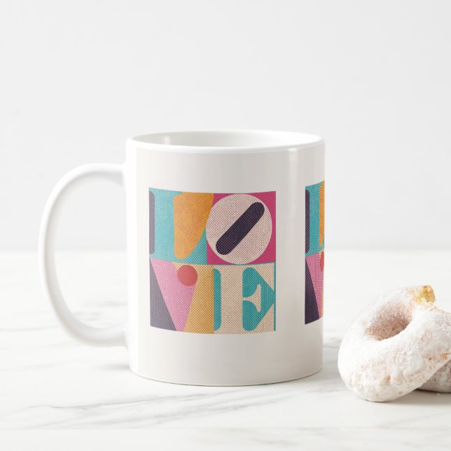 Retro Pop Art KÄRLEK – Alla hjärtans dags kaffekop Kaffemugg (Med munk)
