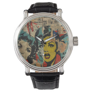 Retro Pop Art Klocka med Kollage