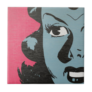 Retro Pop Art - Kvinna Keramisk Kakel