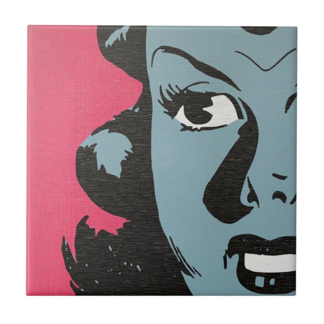 Retro Pop Art - Kvinna Keramisk Kakel (Framsidan)