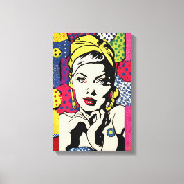 Retro Pop Art Kvinna Porträtt Canvastryck