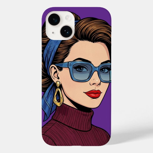 Retro Pop Art Kvinna Telefonfodral (Baksida)