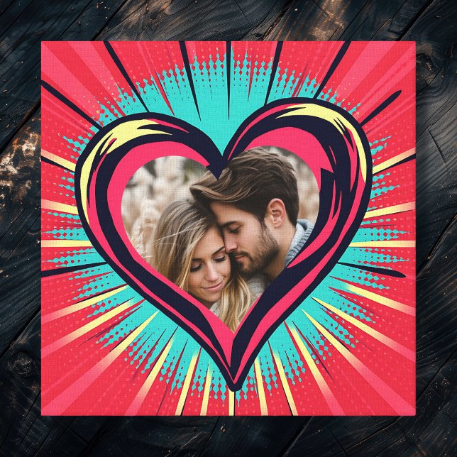 Retro Pop Art Photo and Namn Valentine Day Canvastryck (Skapare uppladdad)