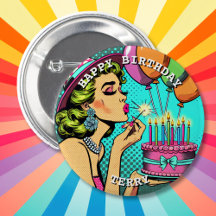 Retro Pop Art Pinup Kvinna Personlig födelsedag