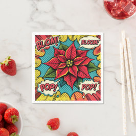 Retro Pop Art Poinsettia Tecknad Bok Decoupage Pappersservett