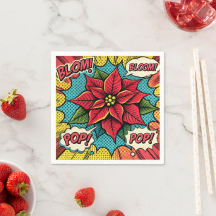 Retro Pop Art Poinsettia Tecknad Bok Decoupage Pappersservett