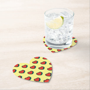 Retro Pop Art Red Blue Gult Hearts Mönster Underlägg Papper