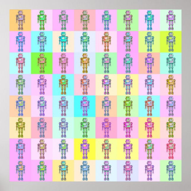 Retro Pop Art Robots v2 Poster (Framsidan)