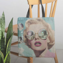 Retro Pop Art Rosa och Blue Space Woman