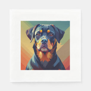 Retro Pop Art Rottweiler – Färgglad Hundporträtt Pappersservett