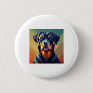 Retro Pop Art Rottweiler - Färgglatt Hundporträtt Knapp