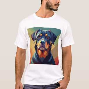 Retro Pop Art Rottweiler - Färgglatt Hundporträtt T Shirt