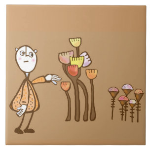 Retro pop art Samlar blommor Kakelplatta