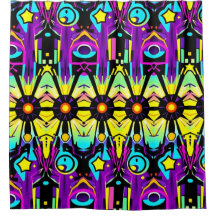 Retro Pop Art Shower Curtain - Vibrant & Playing