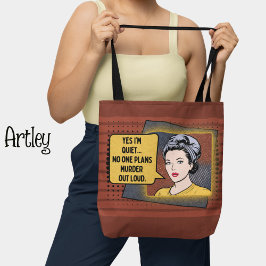Retro Pop Art Shy Girl Sarcastic Phrase Red gult Tygkasse