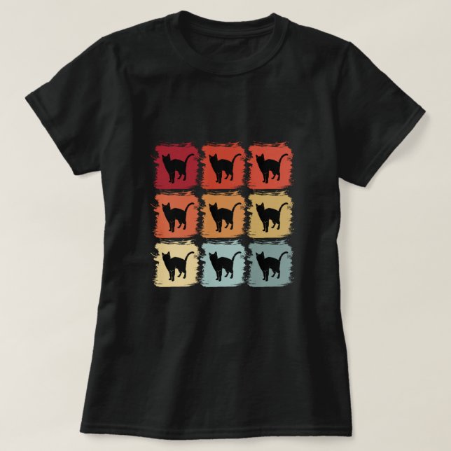 Retro Pop Art Siamese Cat Pet Gift Idea T Shirt (Design framsida)