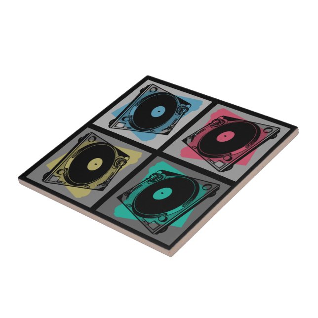 Retro Pop Art-skivspelare Kakelplatta (Sidan)