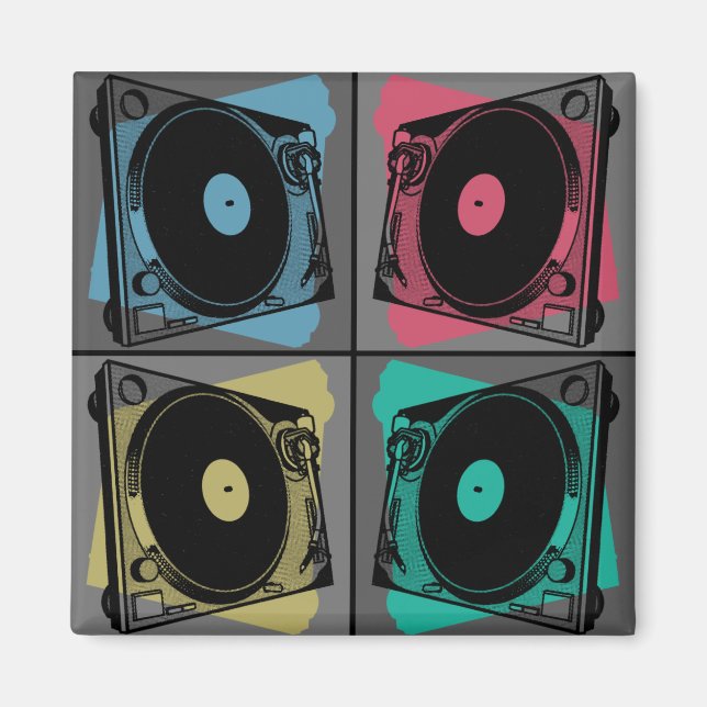 Retro Pop Art Skivspelare Magnet (Framsidan)