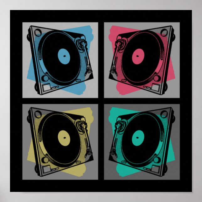 Retro Pop Art Skivspelare Poster (Framsidan)