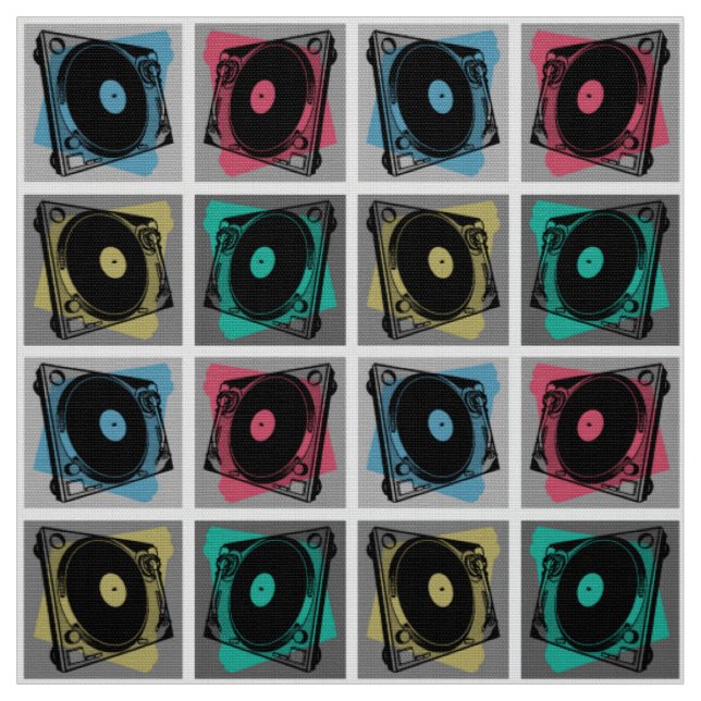 Retro Pop Art-skivspelare Tyg (Provkarta)