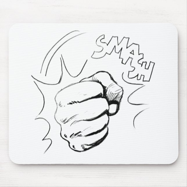 Retro Pop Art Smash Sketch Mousepad Musmatta (Framsidan)
