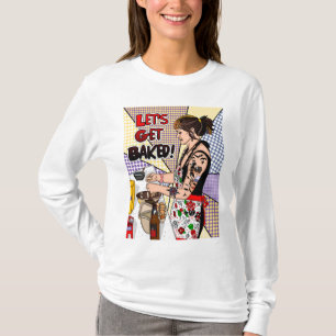 Retro Pop Art Tattoo Dam Baking in Kitchen T Shirt